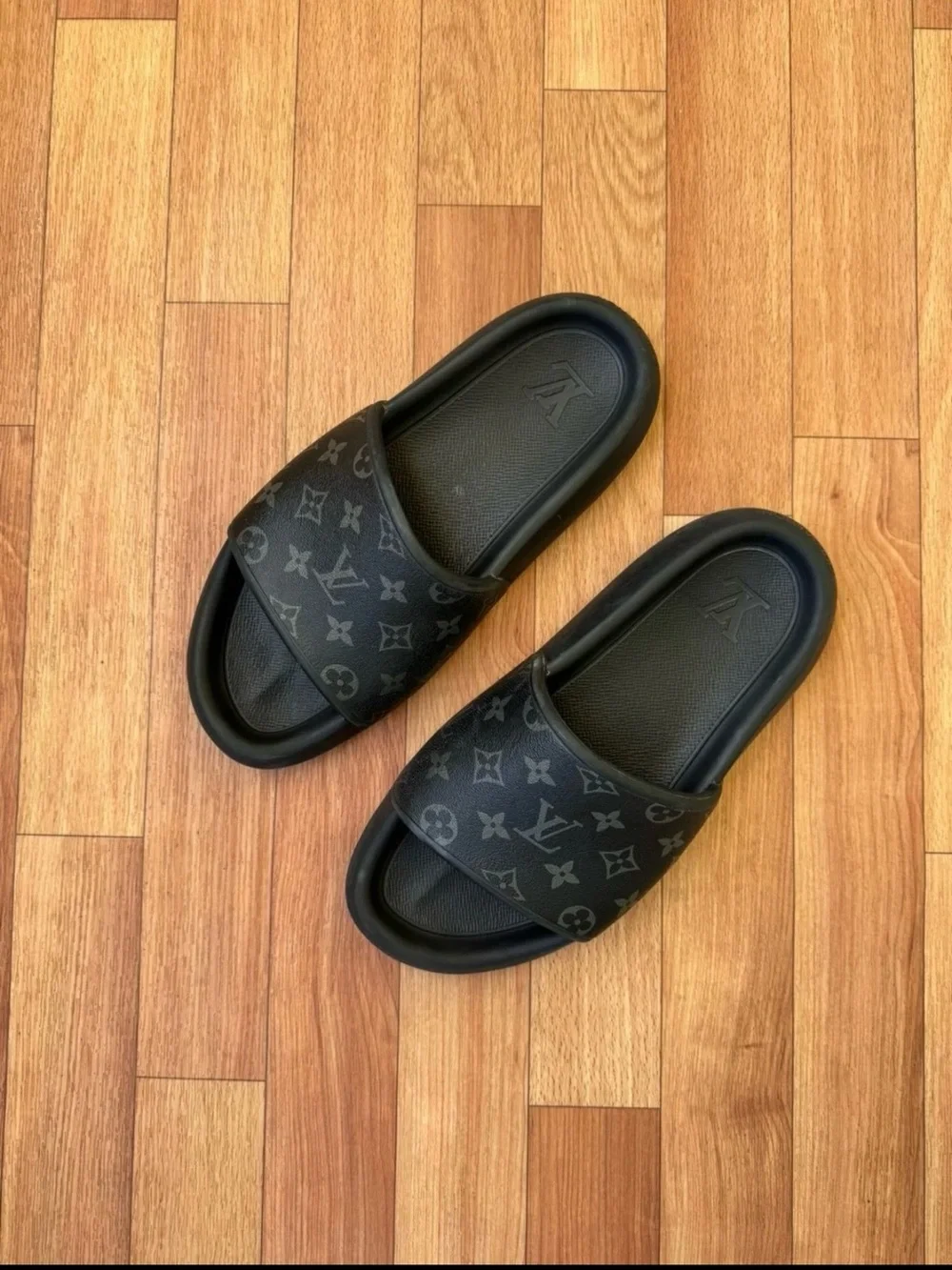 Louis Vuitton Black Monogram Slide Sandals for Men